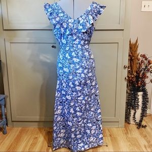 Goodnight Macaroon Blue White Maxi Dress Slip Summer Urban (Runs Very Small)